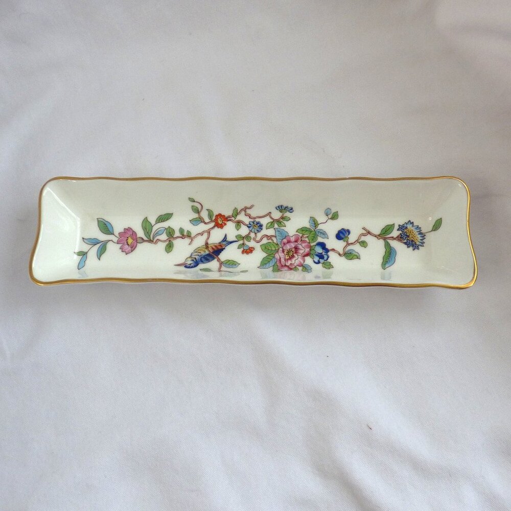 Aynsley Pembroke Mint Tray Jewelry Dish Fine English Bone China 8” x 2”